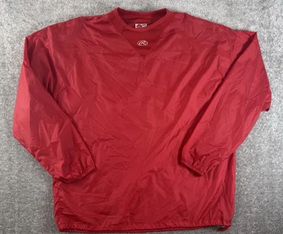 VTG Rawlings Practice Warm Up Windbreaker Nylon Jacket Mens XL RED Y2K - Image 1 of 4