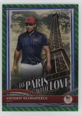 2024 Topps To Paris with Love Green Refractor /99 Xander Schauffele Rookie RC - Image 1 of 2