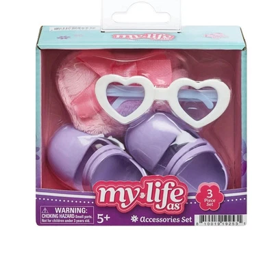 My Life As Accessories Cartera Peluda en Forma de Corazón Gafas de Sol Zapatos Púrpura Muñeca 18" Foto 1 de 4