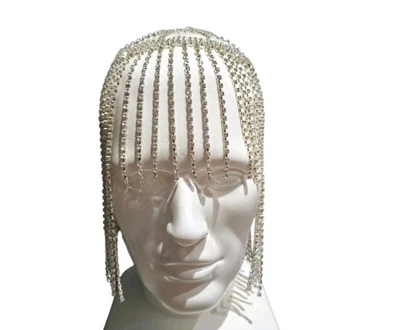 Rhinestone Crystal Fringe Headpiece Headdress Costume Festival Burlesque... - Image 1 of 4