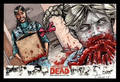 2013 The Walking Dead Comic Book Set 2 Oversized 1/1 Sketch by Chris Meeks - Image 1 of 3
