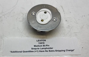 LEVITON 13519 Medium Bi-Pin Snap-In Lampholder - Quickwire - White - 660V - - Picture 1 of 6