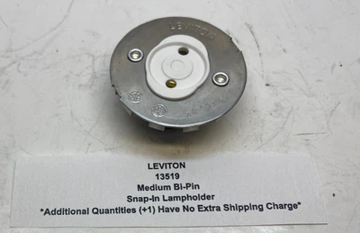 LEVITON 13519 Medium Bi-Pin Snap-In Lampholder - Quickwire - White - 660V - - Image 1 of 4