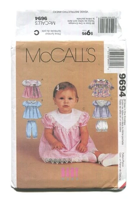 McCalls 9694 Infants Dress, [Pantaloons & Bloomers All Sizes UNCUT 1998 - Image 1 of 3