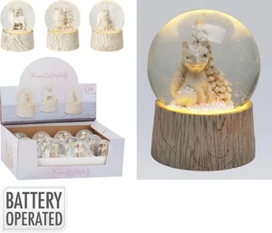 SCHNEEKUGEL 1 Stück ca. 6,5 cm inkl. LED 3 Sorten unsortiert Holzoptik Dolomit - Bild 1 von 2