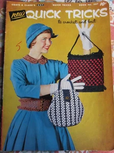 VTG Coat Clarks 307 QUICK TRICKS Hats Bags Slipper Toy Crochet Knit Pattern Book - Picture 1 of 4