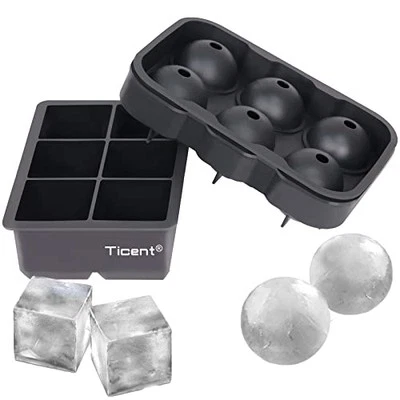  Ice Cube Trays (Set of 2), Silicone Sphere Whiskey Ice Ball Maker with Black - Image 1 of 4