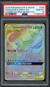 Pokemon PSA 10 Venusaur & Snivy GX 249/236 Cosmic Eclipse Rainbow Rare Mint - Picture 1 of 2