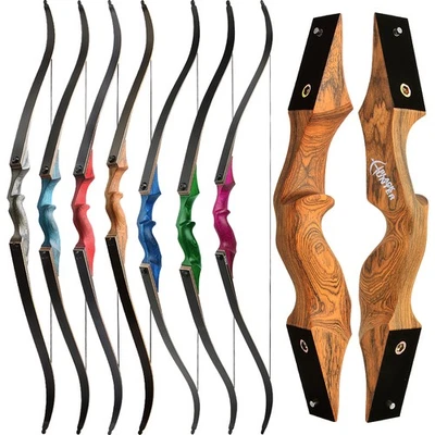 60" Arhcery Recurve Bow 20-60lbs Wooden Bow Handle Takedown Longbow Hunting RLH - Image 1 of 4