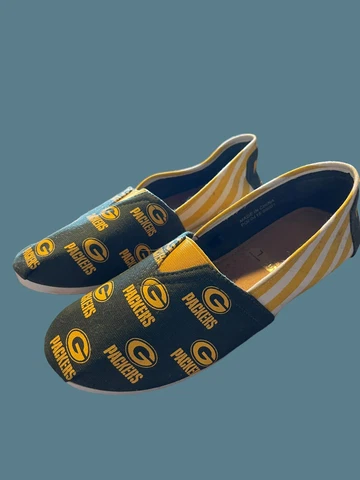 Green Bay Packers Womens Canvas Stripe Shoe Large-Brand New!! Cover