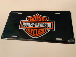 Harley-Davidson Motor Cycles Bar & Shield Logo Black Aluminum License Plate Tag - Picture 1 of 2