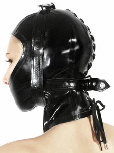 Latex Gummi Mask Cosplay Rubber Schwarz Hood Open Face Maske Masquerade S-XXL - Bild 1 von 2