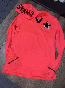 Justice sz 14 gymnastics hoodie shirt neon pink Coral black - Picture 1 of 6