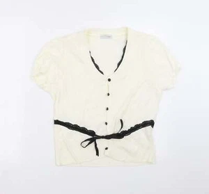 Essential Style Womens Ivory Round Neck Acrylic Blend Cardigan Size 14 - Picture 1 of 12
