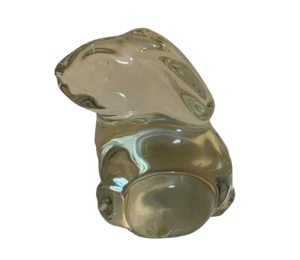 Vintage Crystal Glass Bunny Rabbit Paperweight Figurine Heavy Cuddly Easter - Picture 1 of 4