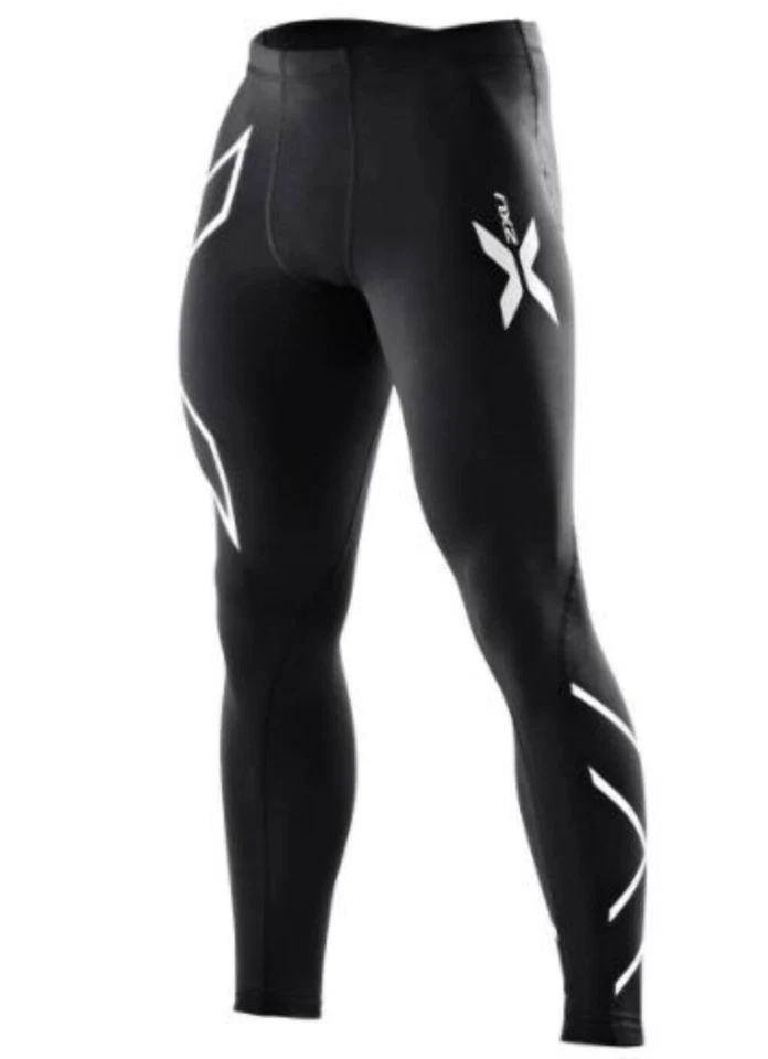 GREAT SAVINGS || 2XU Compression Mens Long Tights ( Black/Silver Logo ) - Image 1 of 1