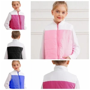 Kids Girls Lightweight Puffer Vest Stand Collar Zip Up Gilets Jacket Coat Blouse - Picture 1 of 41