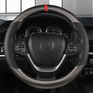 Carbon Fiber Steering Wheel Cover for Cars/Trucks - Anti-Sweat & Comfort Grip - Picture 1 of 12