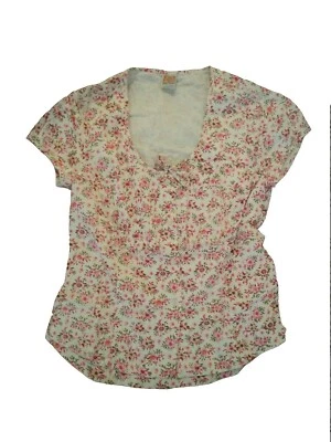 Новый маслянистый винтажный женщин цветочный хлопок верхняя рубашка блузка 36 42 (США 6, 12) - Изображение 1 из 3