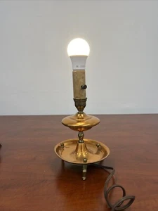 Vintage Leviton Brass Lamps Set of 2 10” Table Bedside Small Pedestal No Shades - Picture 1 of 23
