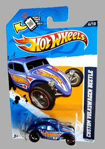 2012 Hot Wheels CUSTOM VOLKSWAGEN BEETLE 176 Blue HW Racing Series 6/10 1:64 OH5 - Picture 1 of 15