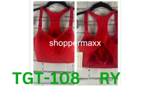 Women's High Support Embossed Racerback Sports Bra - All In Motion, Coral red, S - Picture 1 of 7