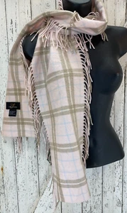PURE CASHMERE Pink Tight Knit With Tassels 100% Cashmere Scarf 75 x 8 - Picture 1 of 4
