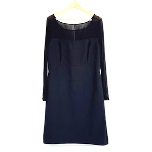 Kay Unger NY Sheath Dress Mesh Long Sleeves Black Event Cocktail Party Sz 14 - Picture 1 of 17