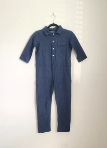 Mabo Wylie Denim 3/4 Sleeve Kids Jumpsuit Size 10/11Y Blue Utility Cotton - Picture 1 of 9
