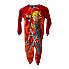 Bob the Builder Boy’s One Piece Pajamas Red Long Sleeve Zip Up Size 6 to 7 ￼