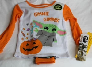 Star Wars Girls Baby Yoda Gimmie Candy Halloween Long Sleeve Pajamas Size 4 - Picture 1 of 5