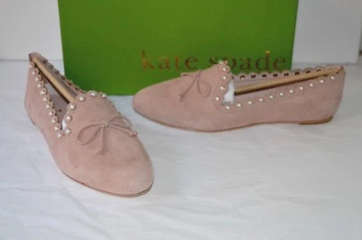Nuevo $228 Kate Spade New York Salford Perla Tachuelas Cervatillo Beige Niño Gamuza Planos  Foto 1 de 4