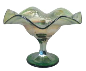 Fenton Wreath of Roses Compote Green Carnival Glass Bon Bon Dish Antique 1911 - Picture 1 of 6