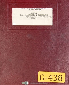 Gorton 1-22 Mastermil & Duplicator 2793-C Manual de Mantenimiento y Repuestos - Imagen 1 de 7