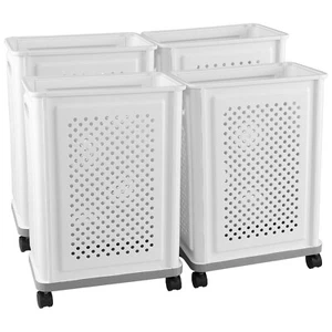 Kekow 4-Pack Slim laundry baskets with wheels 35 L Yoga Mat Storage Basket White - Picture 1 of 12