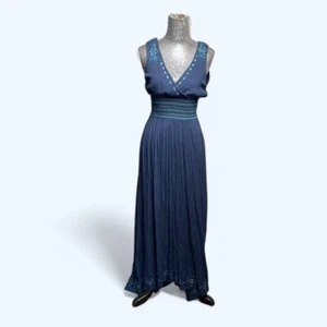Maxi Vestido Solitario Boho Bordado Cintura Ajustada Mujer XS Vacaciones de Primavera Verano - Imagen 1 de 8