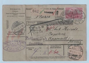Vohwinkel Paketkarte 1920 DR MiF mit 1,50 Mark Paar Appenzell Schweiz (-165 - Picture 1 of 2