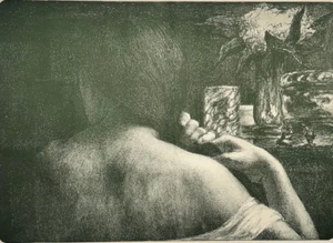 Haar JULES FLANDRIN Moderner Druck LITHOGRAPHIE Baudelaire 1898 - Bild 1 von 3