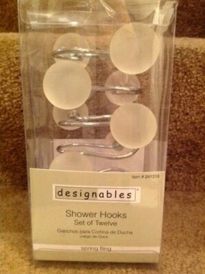 12 Designables Spring Fling Modern Style Frosted Shower Curtain Hooks New - Image 1 of 3