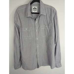 Express Made in Mauritus grau Baumwolle tailliert Knopfleiste Langarm Hemd Herren XL - Bild 1 von 8