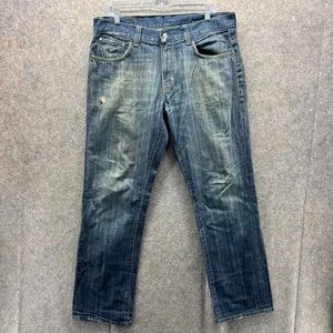 Vintage Ralph Lauren Jeans Mens 33x30 Blue Distressed Straight USA Flag Indigo - Picture 1 of 10