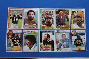 VINTAGE FOOTBALL CARD LOT OF 10 BRADSHAW, FRANCO HARRIS, UNITAS + MORE - Picture 1 of 11