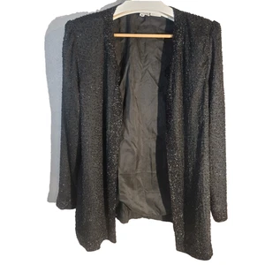 Vintage Stenay Womens 100% Silk Beaded Jacket Long Sleeve Black Size M - Picture 1 of 10