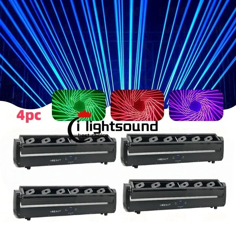 4pc 6 Eyes Monster Beam Laser Moving Head Light Full Color RGB DJ Lighting Stage - Image 1 of 4