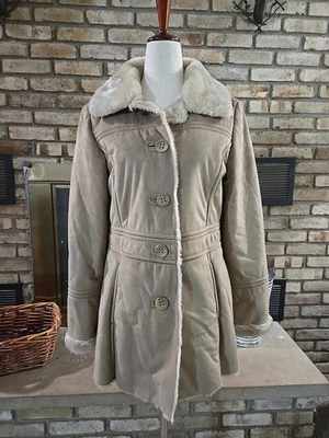 Abrigo Big Chill Marrón Imitación Gamuza Piel de Oveja Mujer Talla Pequeña Forrado Piel Fuax Invierno Foto 1 de 4