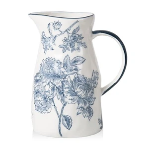 Jarrón jarra de cerámica, jarra azul y blanca para decoración del hogar, jarrón chinoiserie dec... - Imagen 1 de 6