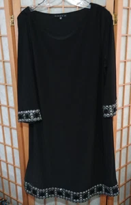 Tiana B schwarzes Kleid mit verziertem Saum & Ärmeln - Größe XL - Made in USA - Bild 1 von 16