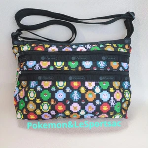 LeSportsac × Pokémon Center Collaboration 3-Zip Shoulder Bag Pixel Style JAPAN - Picture 1 of 16