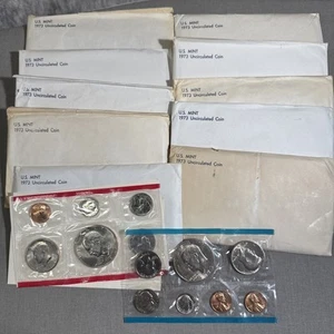 1973 U.S. MINT UNCIRCULATED SETS (10) - Picture 1 of 8