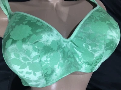 Vtg Lady Green Full Coverage Satin Bullet Bra 44 DD - Image 1 of 4